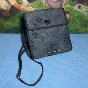 Danny K Beige Gray Tapestry Crossbody Bag Organizer Purse Turnlock Adjustable